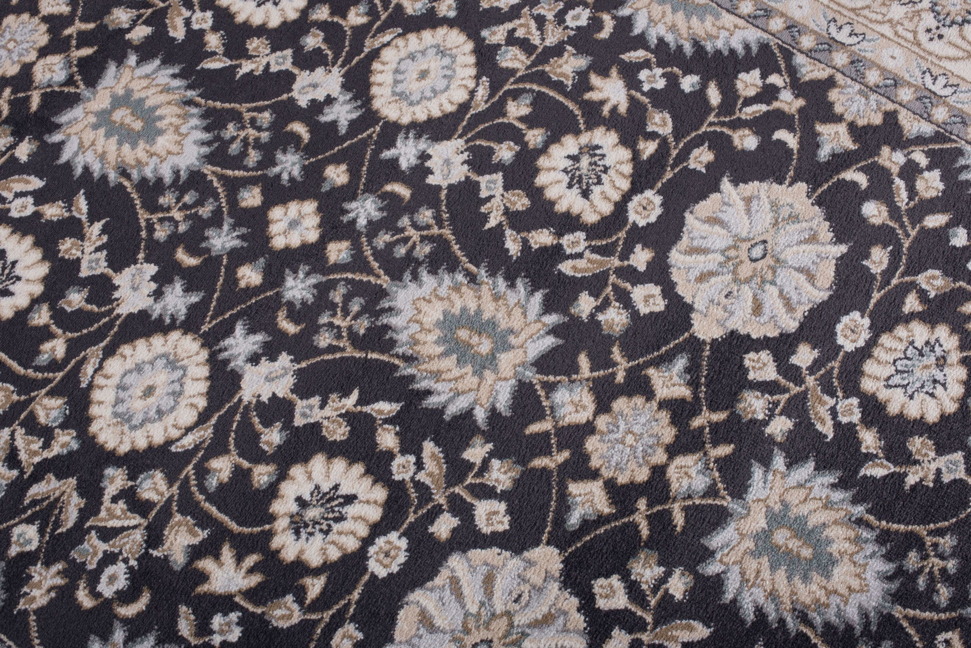 Orientteppich Oriente Teppich - Traditioneller Teppich Orient Schwarz Grau, Mazovia, 60 x 100 cm, Geeignet für Fußbodenheizung, Pflegeleicht, Wohnzimmerteppich