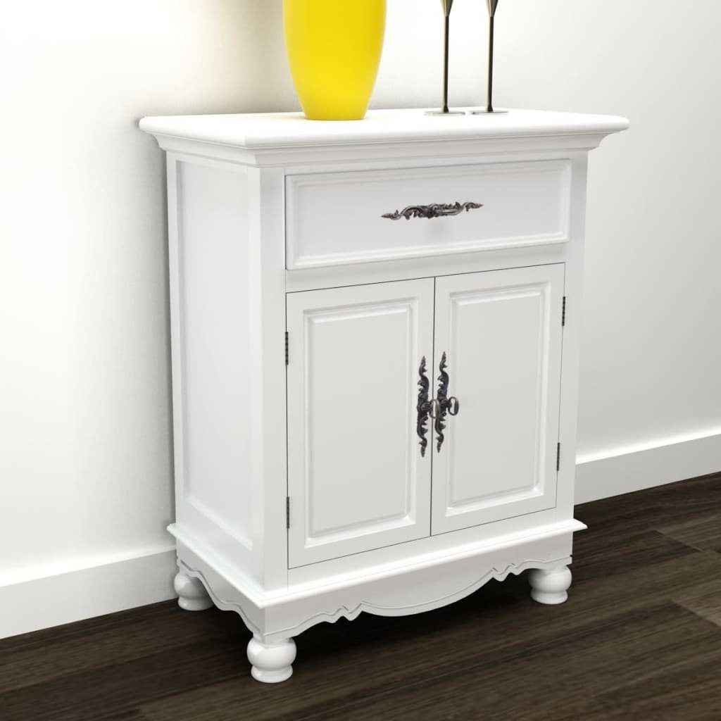 vidaXL Sideboard Holzschränkchen mit 2 Türen 1 Schublade Weiß (1 St)