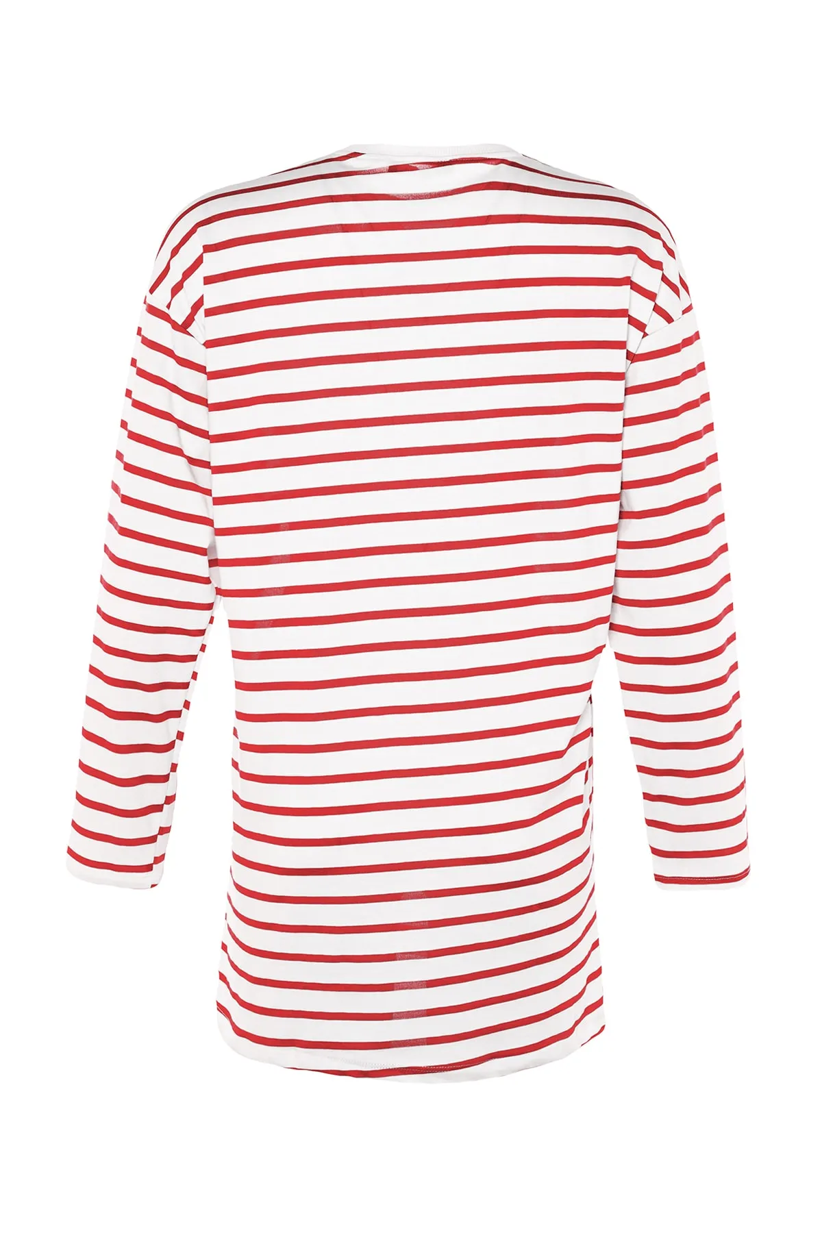 Trendyol Modest  Rote gestreifte Stricktunika mit Stickereidetail TCTSS23UK00034