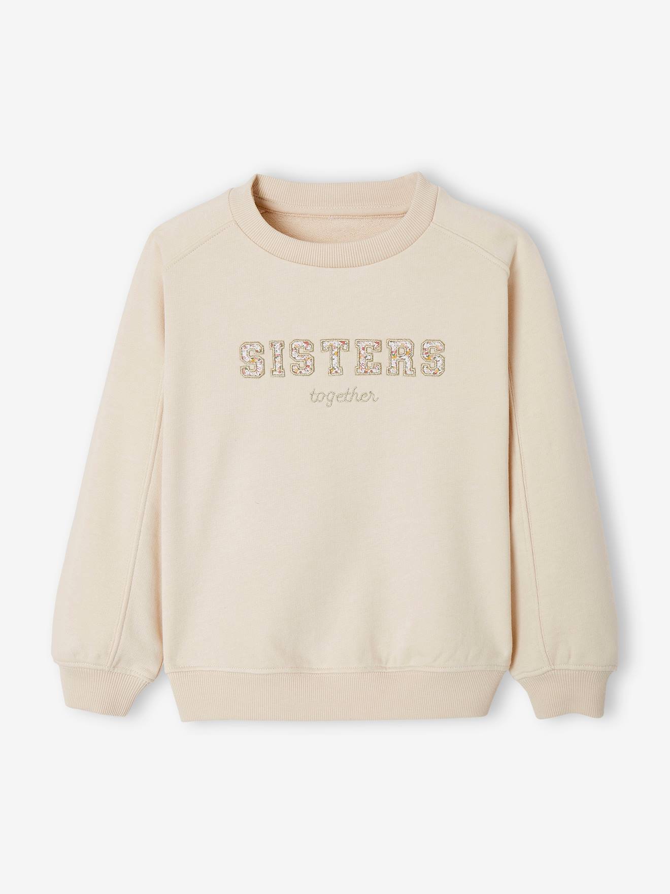 Sweat romantique lettres fantaisie fille sable