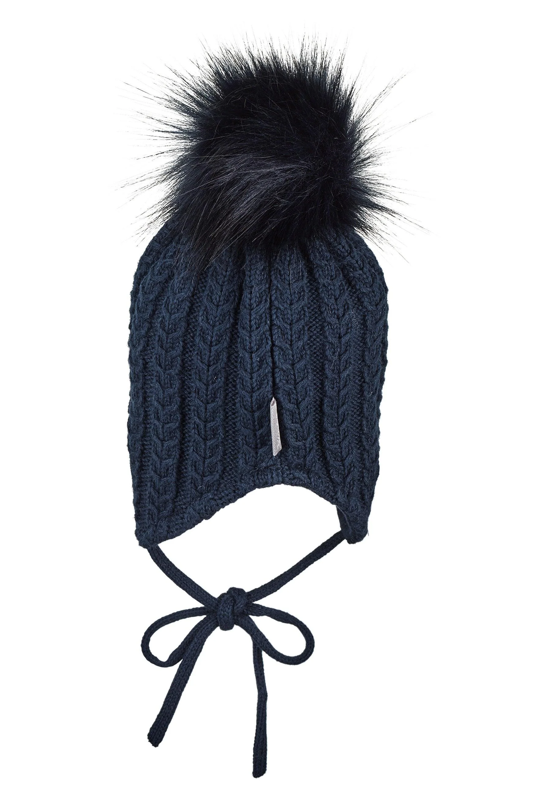 Strickmütze Baby mit Pompon und Zopfmuster