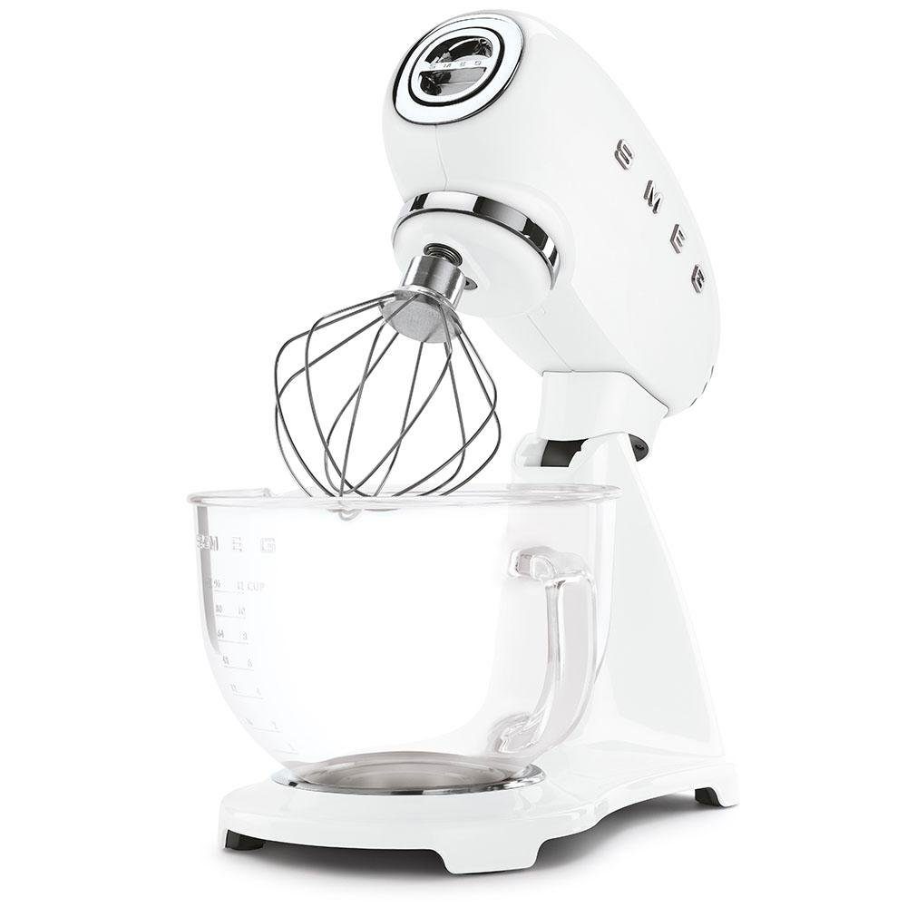 Smeg Küchenmaschine SMF13WHEU Weiß, 800 W, 4,8 l Schüssel, Glasrührschüssel mit ergonomischem Griff