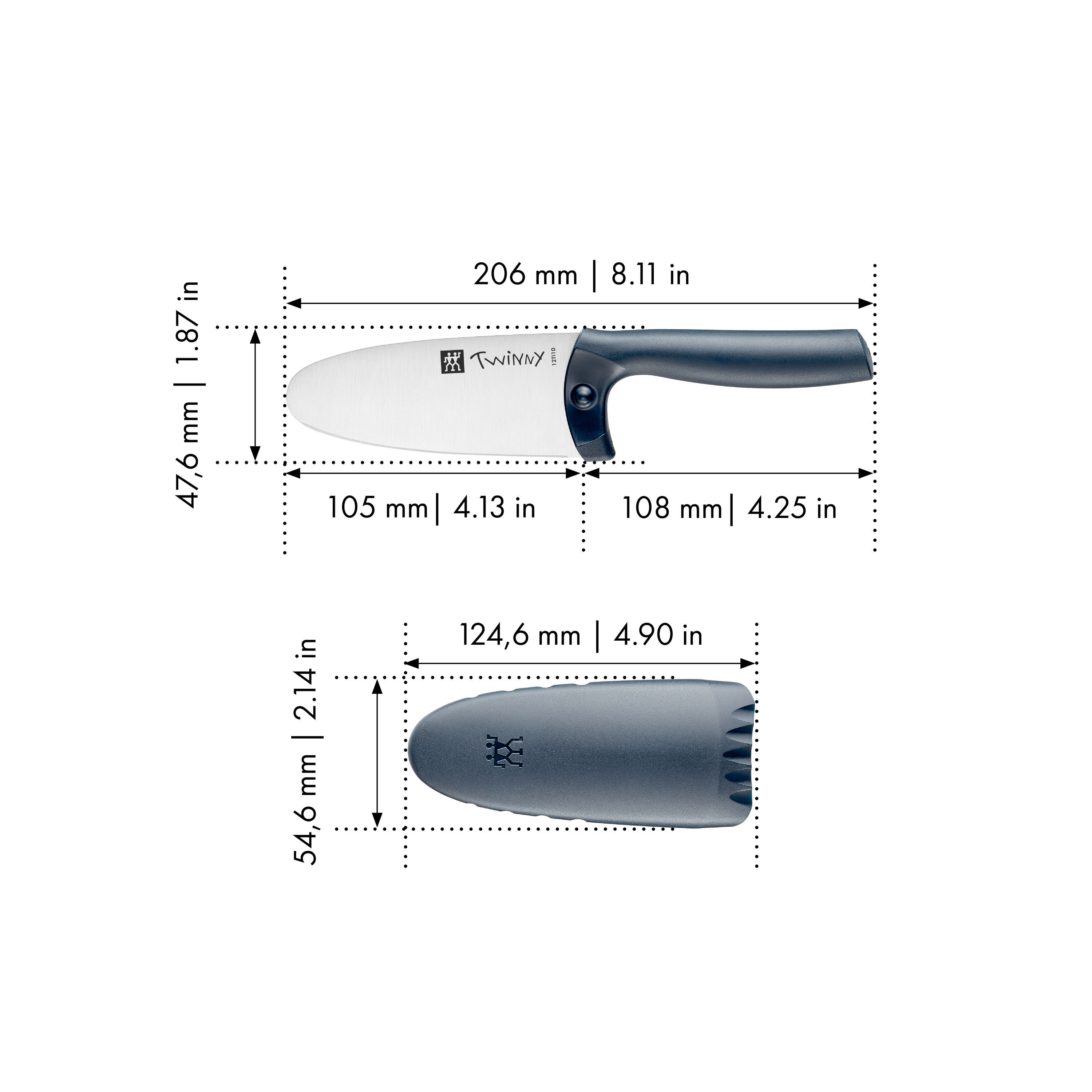 Kochmesser 10 cm, Blau
