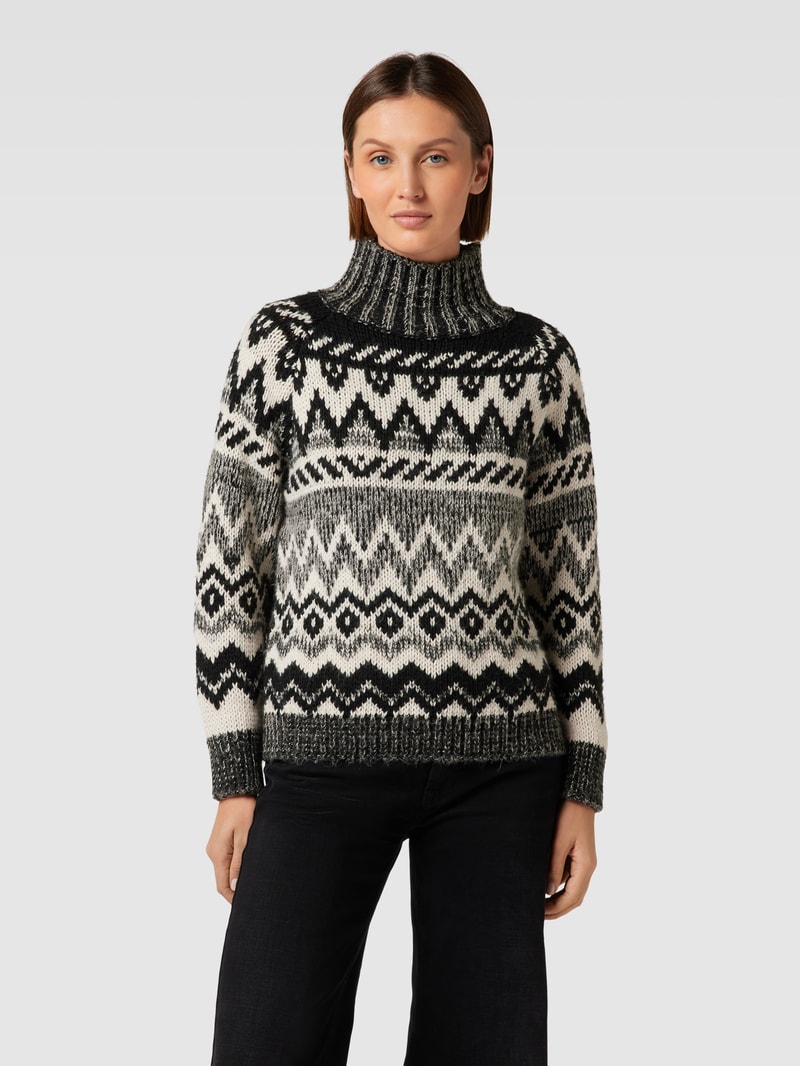Norwegerpullover mit Allover-Muster in schwarz