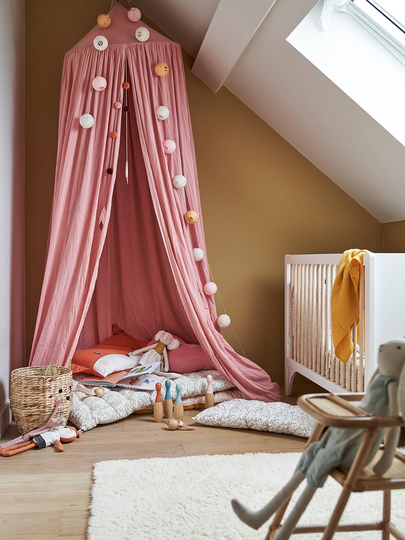 Vertbaudet Kinder Betthimmel Baumwolle, 300cm - rosa