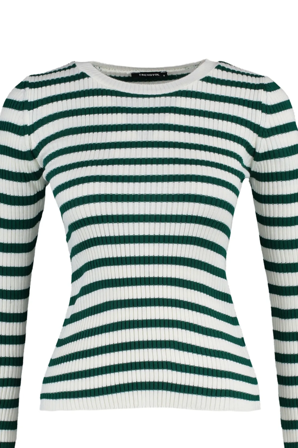 Trendyol Collection  Hellgrüner Basic-Strickpullover mit Streifen TWOAW21KZ0942