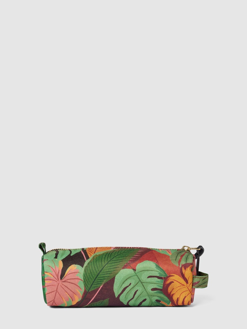 Kosmetiktasche mit Label-Patch Modell 'Mia' in olivgrün
