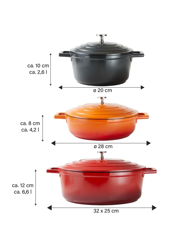 Stoneline Cocotte Bräter Rund 28 cm | mit Deckel in Orange günstig kaufen Ø 28 cm