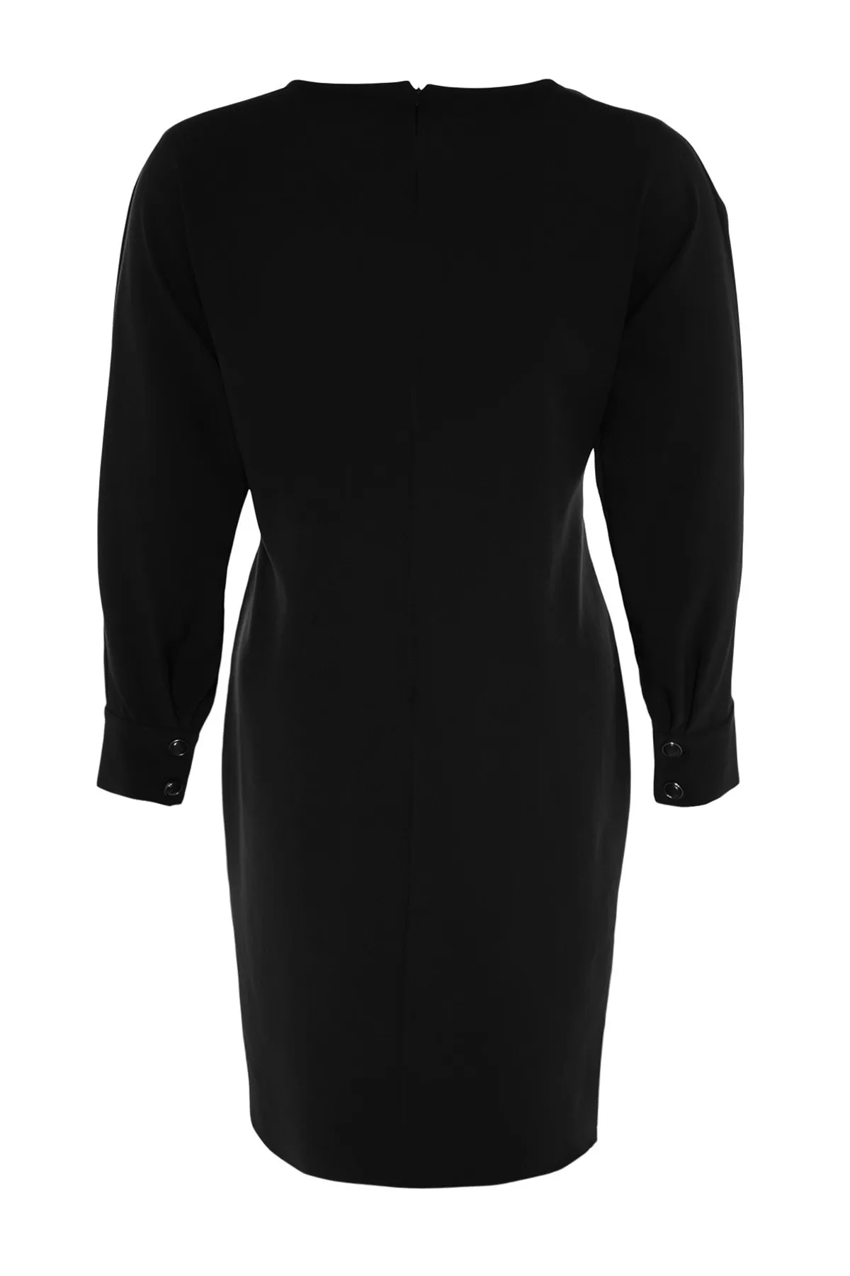 Trendyol Curve  Schwarzes, gewebtes Kleid mit Krawattendetails TBBAW23AH00089