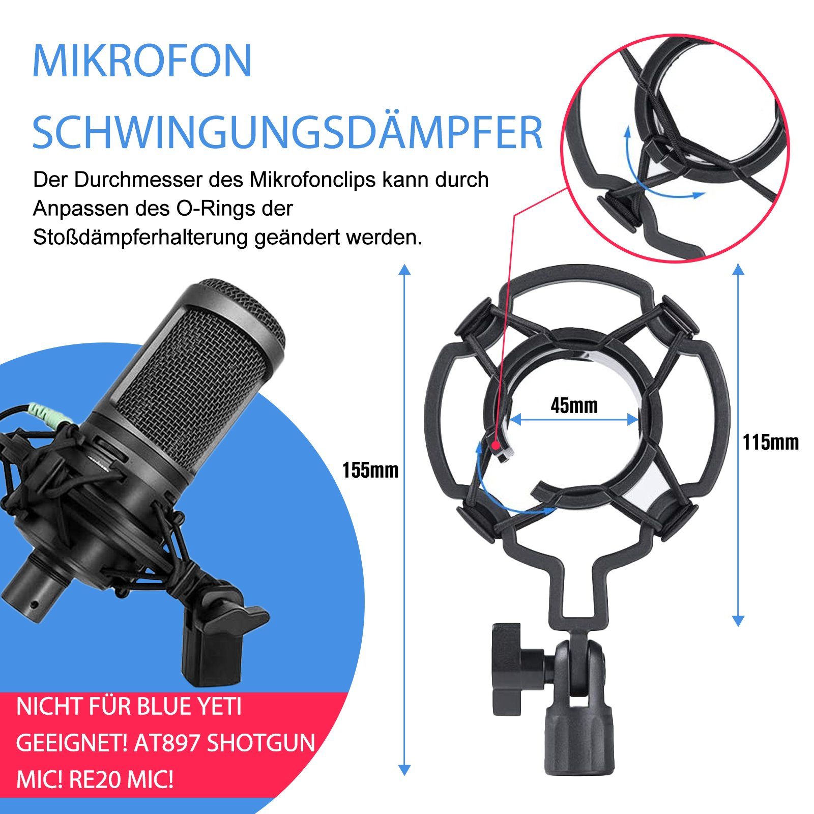 KEAYOO Mikrofonständer Mikrofonständer, mit Tischklemme