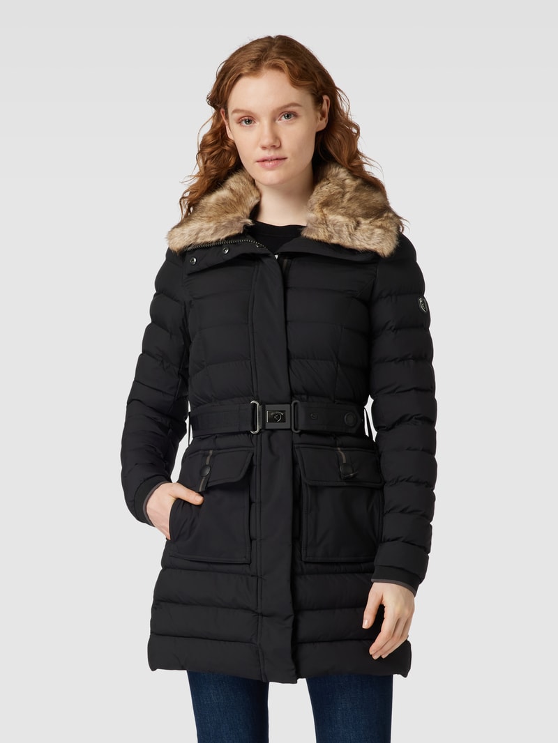 Funktionsjacke mit Kunstfellbesatz Modell 'ABENDSTERN' in schwarz