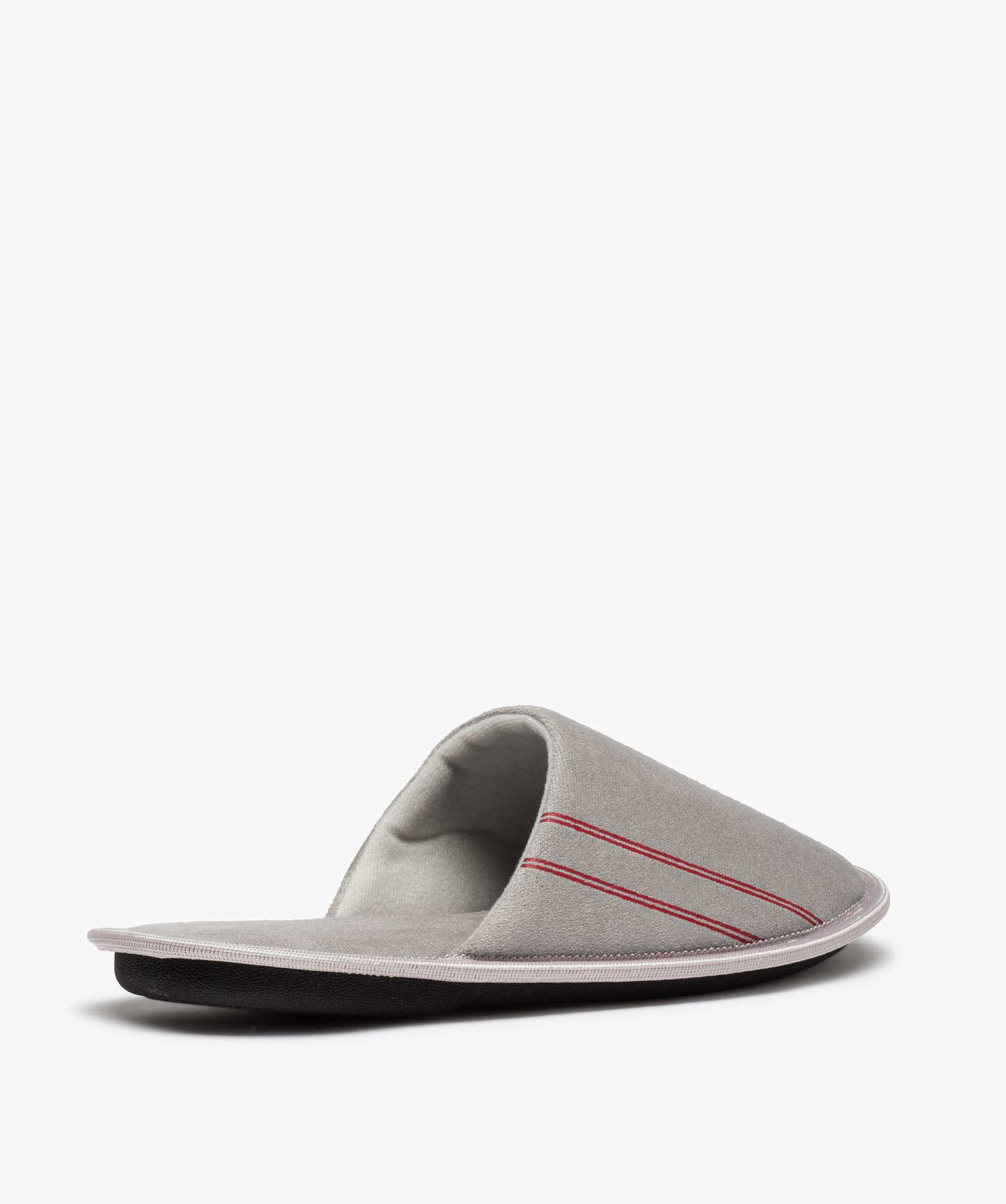 Chaussons homme mules plates en velours ras uni gris | GEMO