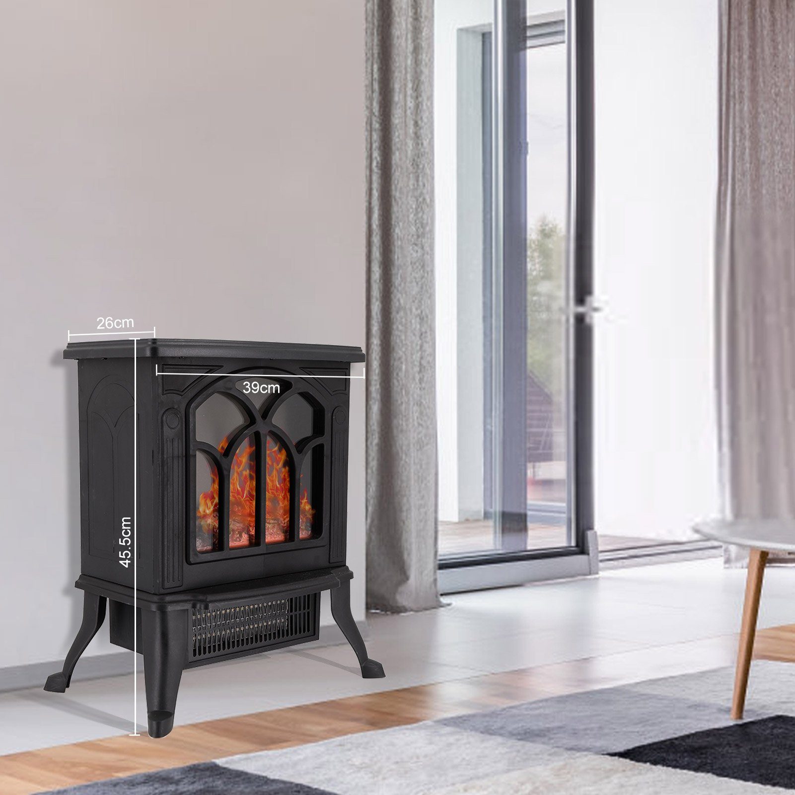 Rutaqian Elektrokamin Elektrokamin, Elektrischer Kamin mit LED Flammen, Elekroofen-Kamin, Elektro Heizungen 1500 W, für Wohnzimmer & Innenräume