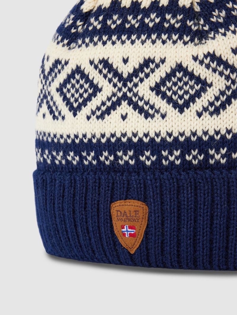 Beanie mit Allover-Muster Modell 'CORTINA' in marineblau
