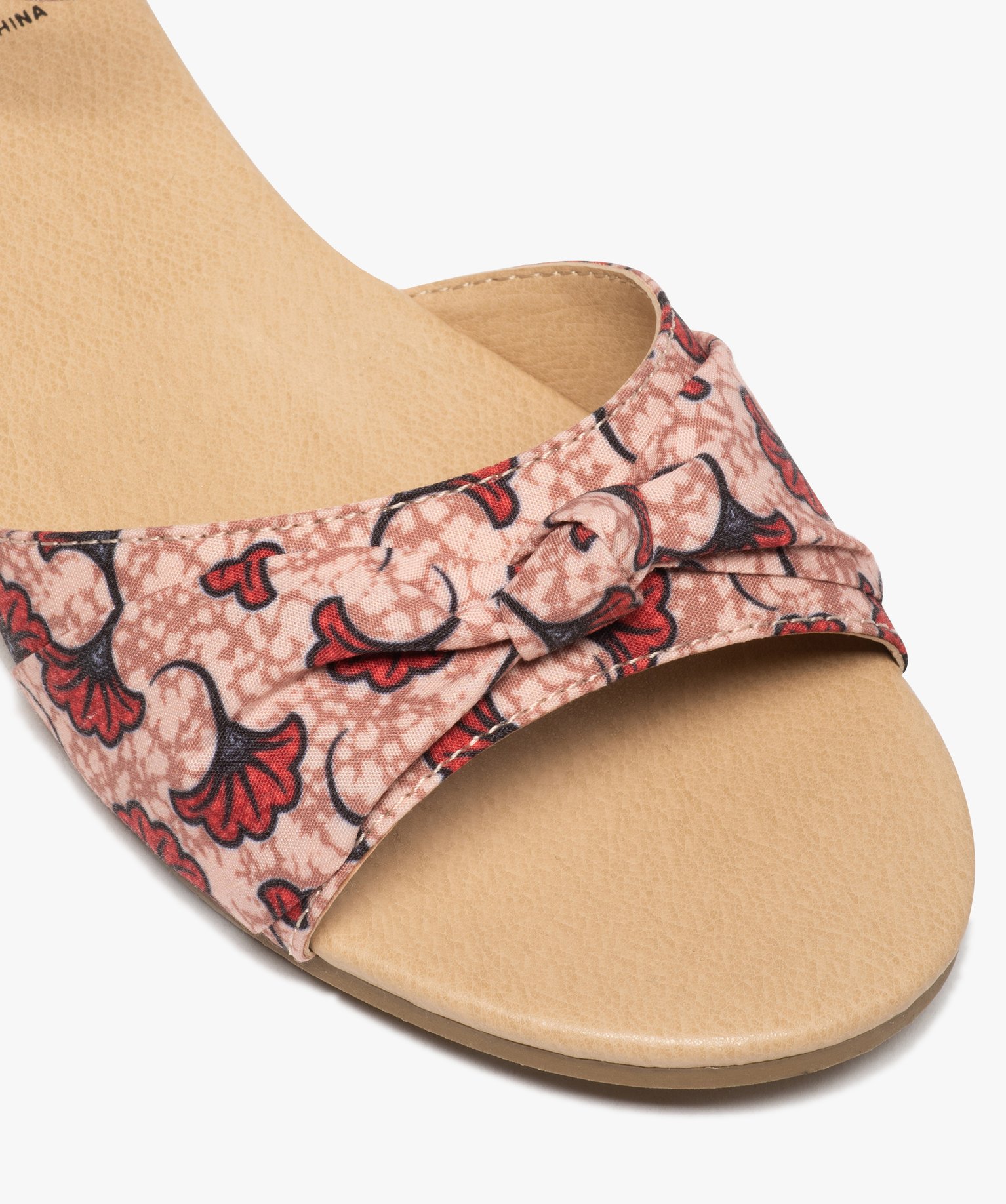 Sandales femme à petit talon compensé et dessus drapé multicolore | GEMO