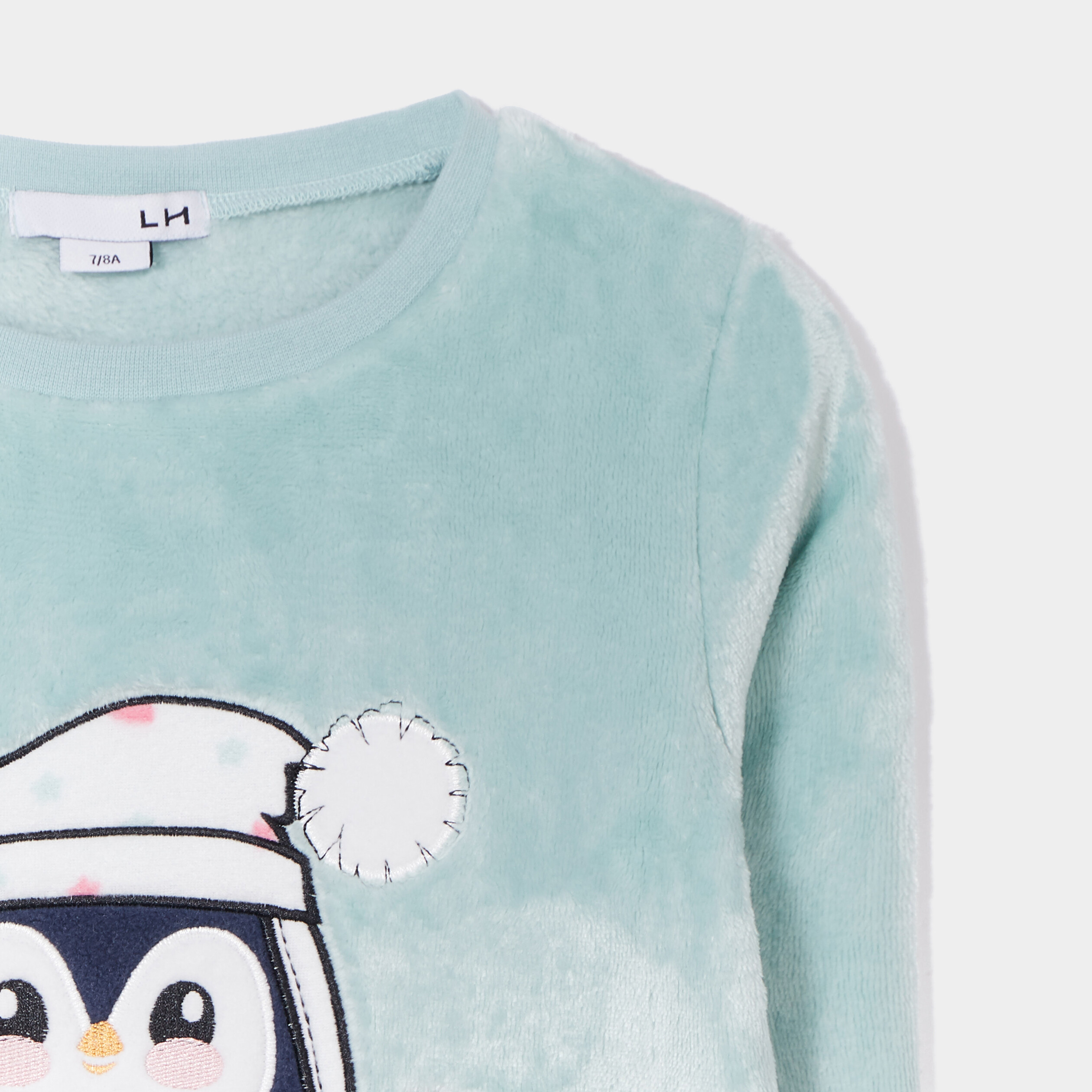Ensemble pyjama pantalon pilou bleu gris fille | La Halle