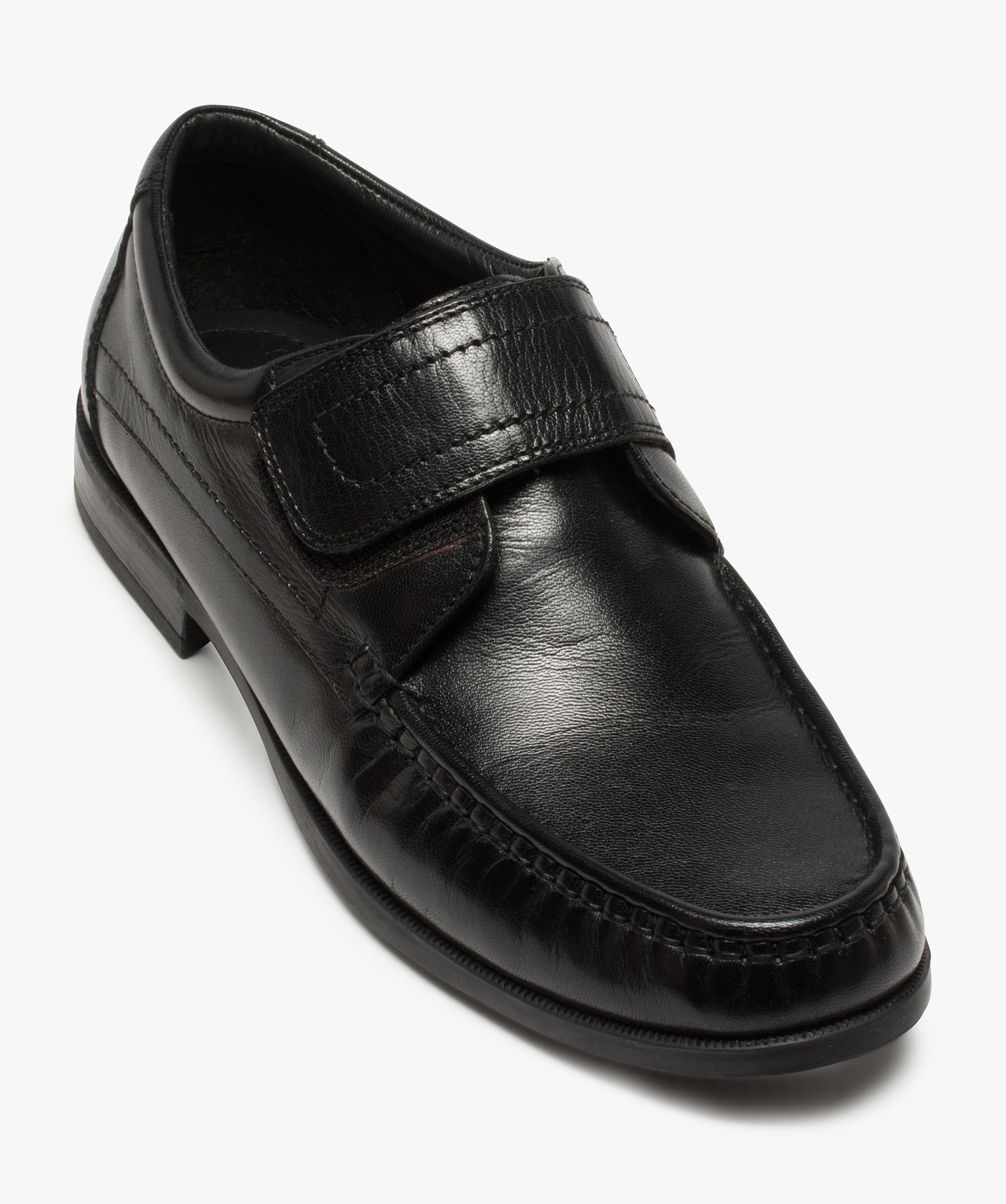 Mocassins homme dessus cuir fermeture à scratch noir | GEMO