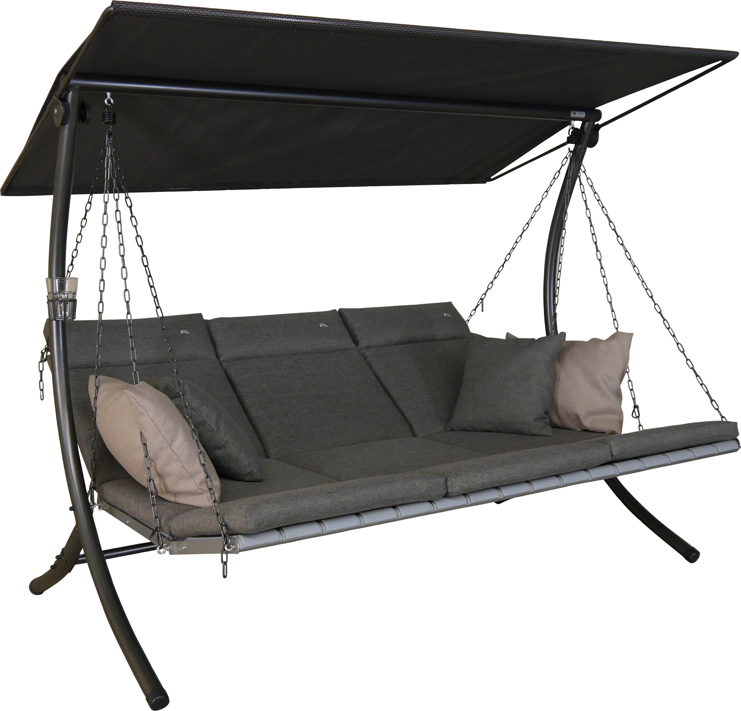 Angerer Freizeitmöbel Hollywoodschaukel Luxus Smart stone, 3-Sitzer, Bettfunktion, BxTxH: 210x145x160 cm