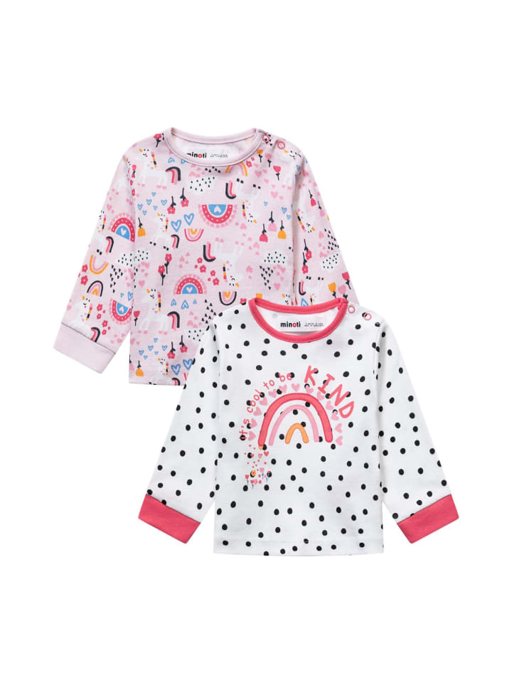 Minoti 2er-Set: Longsleeves Loved 2 in rosa günstig kaufen