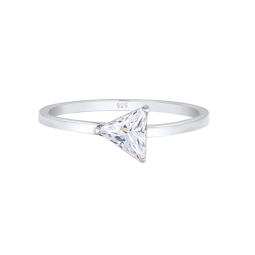 Elli Elli Bague Femme Tendance du Motif du Triangle avec Zircone en Argent Sterling 92 Bague
