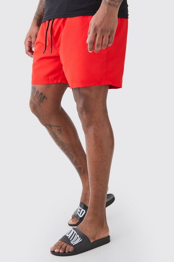 Plus mittellange Badehose mit einfarbigem Print