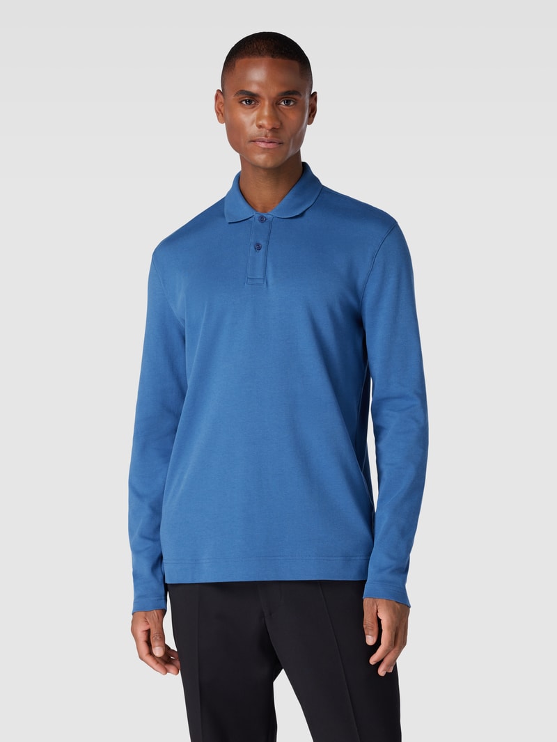 Poloshirt mit langen Ärmeln in metallic blau