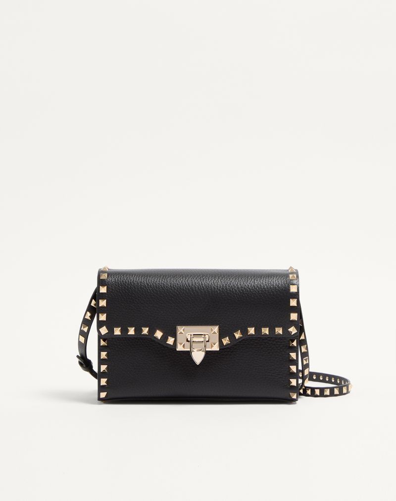 Rockstud lille skuldertaske i kornet kalveskind