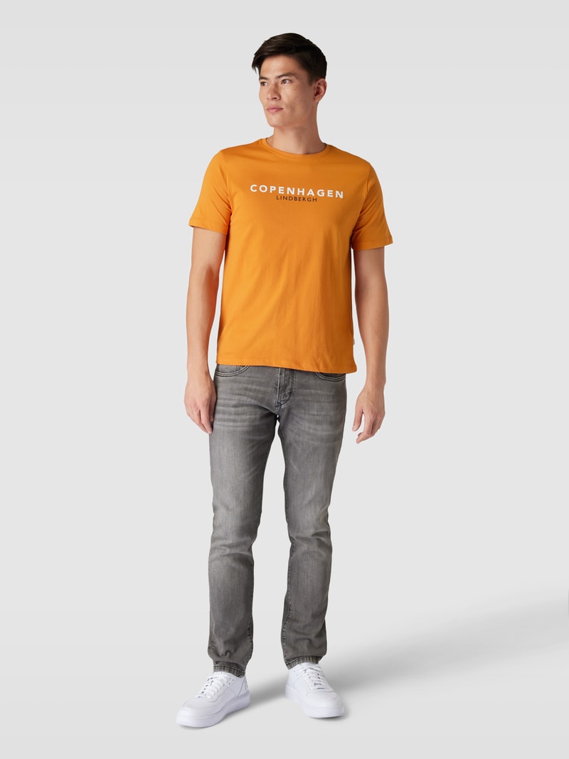 T-Shirt mit Label-Print Modell 'Copenhagen' in dunkel orange