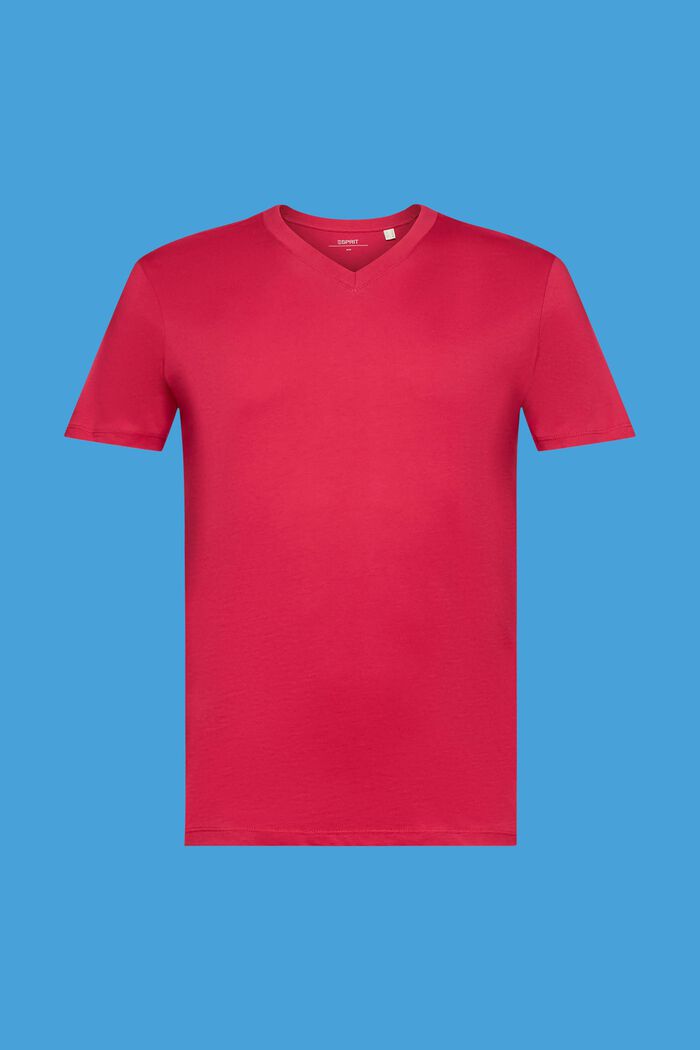 T-Shirt aus Baumwolle mit V-Ausschnitt, Slim Fit
