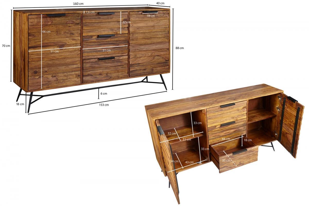 Wohnling Design Sideboard NISHAN 160x40x88 cm