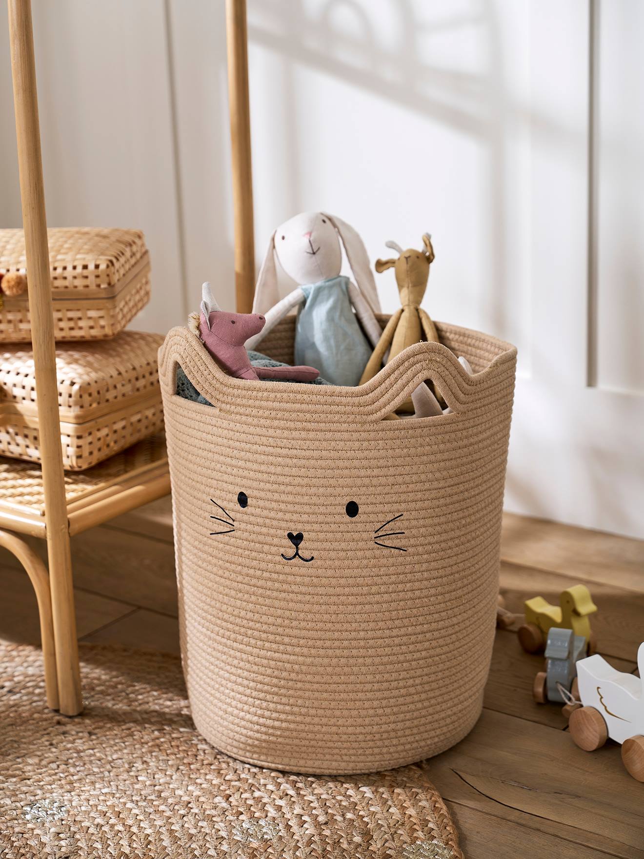 Vertbaudet Kinderzimmer Aufbewahrungskorb KATZE - beige