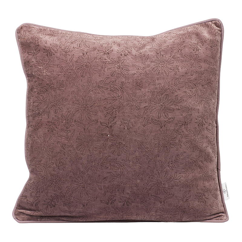 Home Pute 42x42 cm velvet m/blomstermønster dove