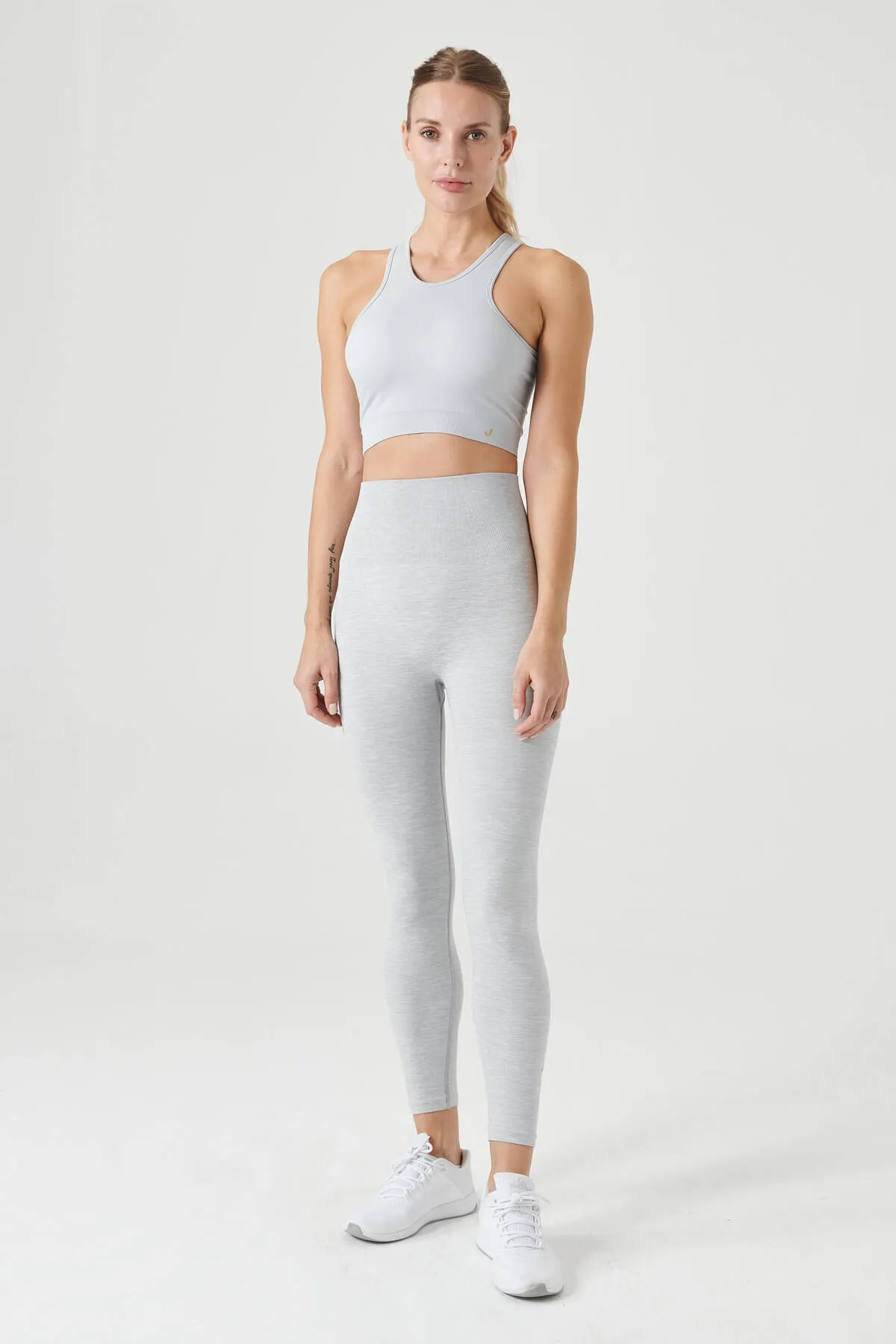 Jerf  Palmi Melange gemusterte Leggings mit hoher Taille, Grau