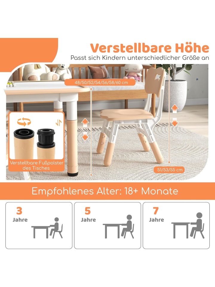 COSTWAY Kindersitzgruppe 5 tlg. ab 18 Monaten in Hellbraun günstig kaufen onesize