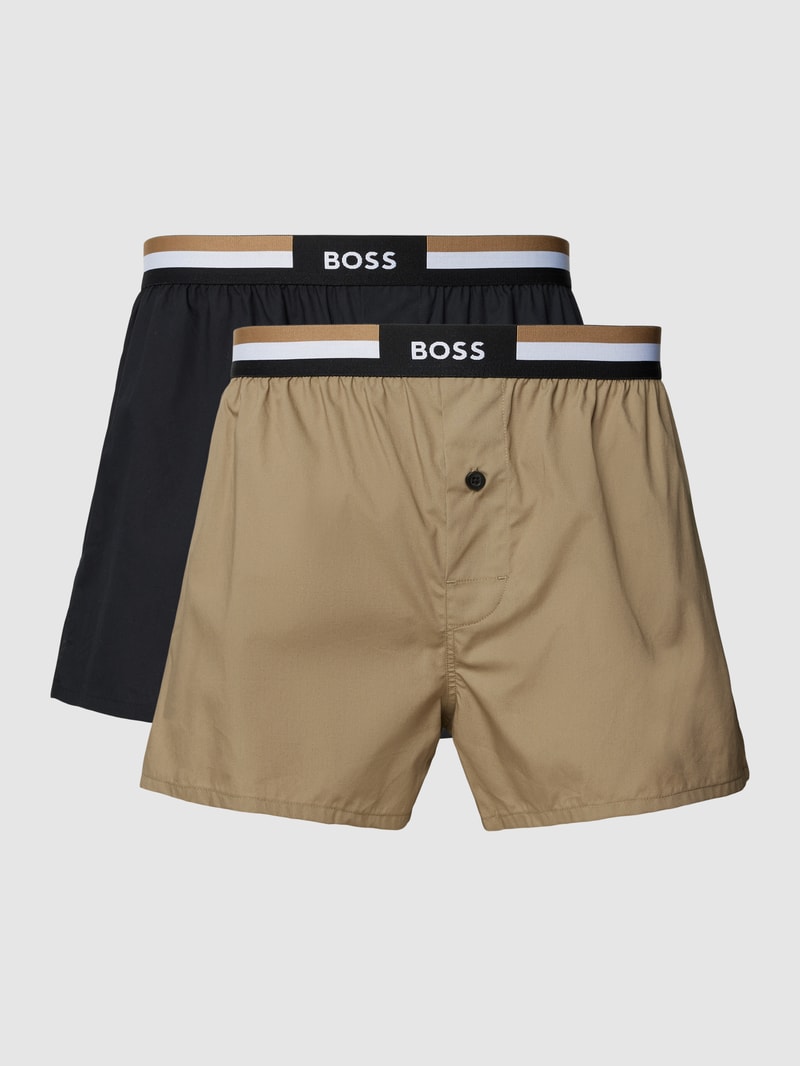 Boxershorts mit Kontraststreifen im 2er-Pack in olivgrün