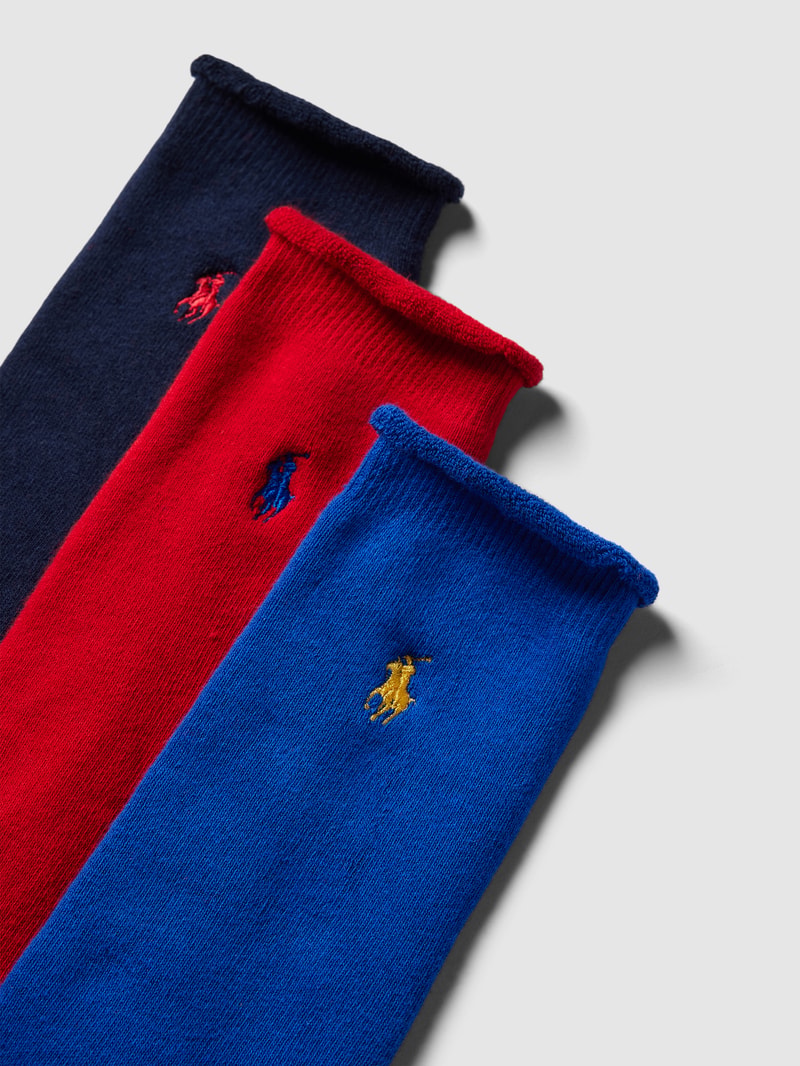 Socken mit Label-Stitching im 3er-Pack in royalblau