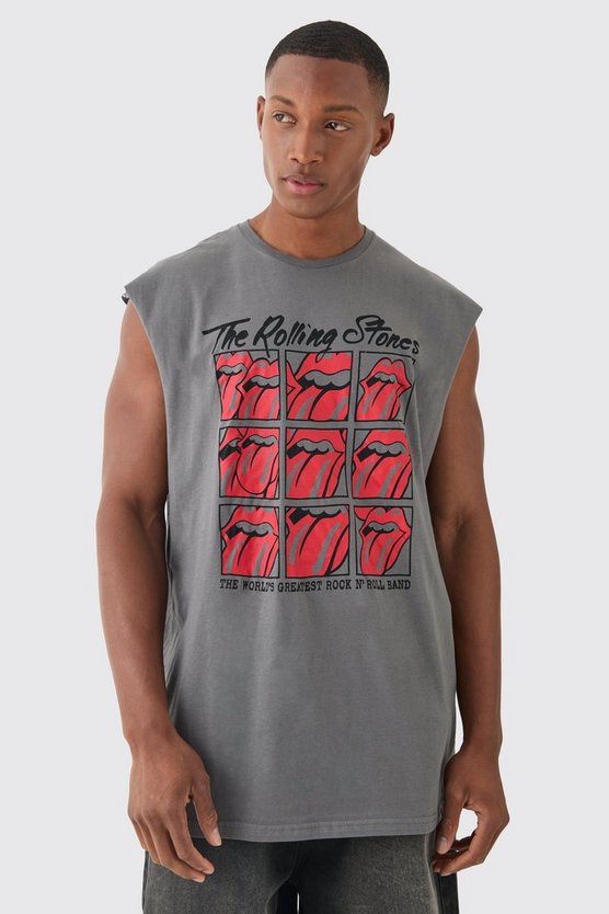 Oversize Tanktop mit Rolling Stones Print