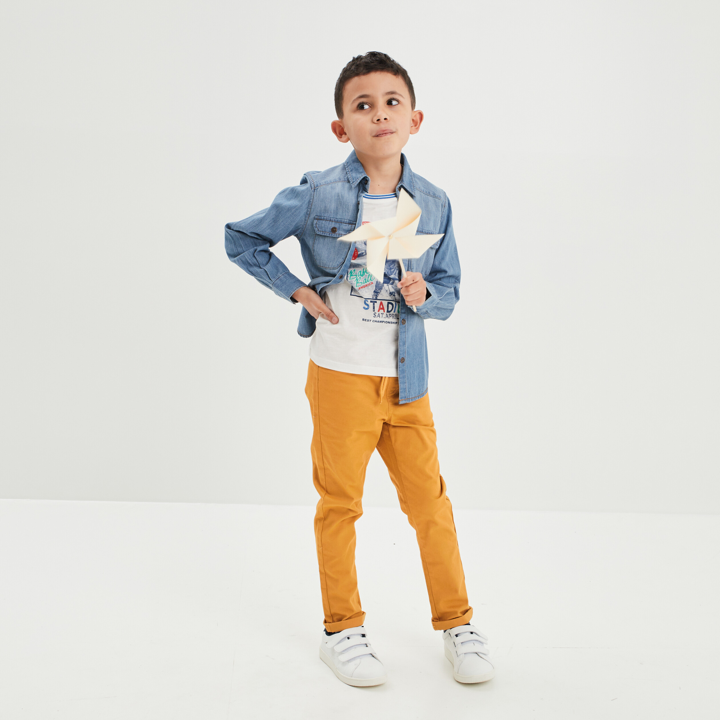 Chemise manches longues en jean Creeks denim double stone garçon | La Halle
