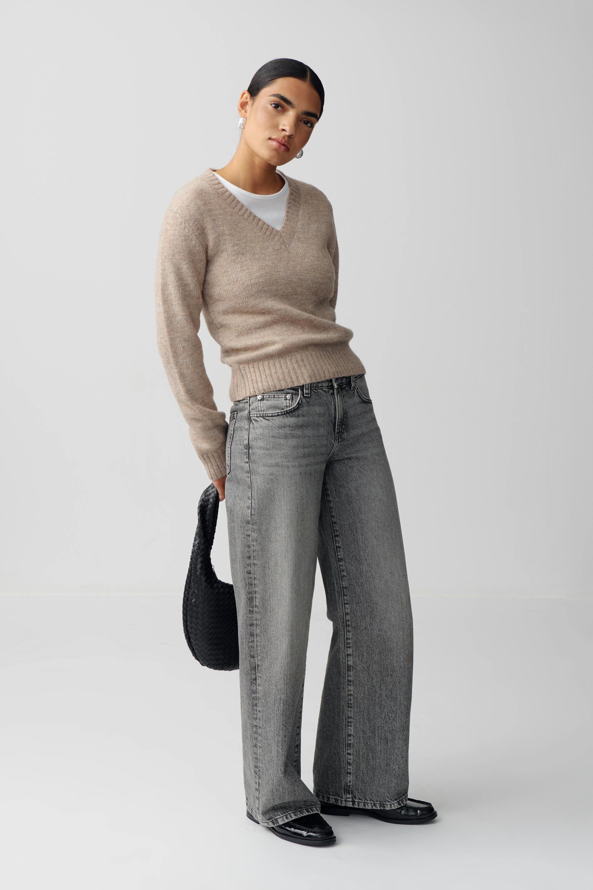 V-neck knitted sweater