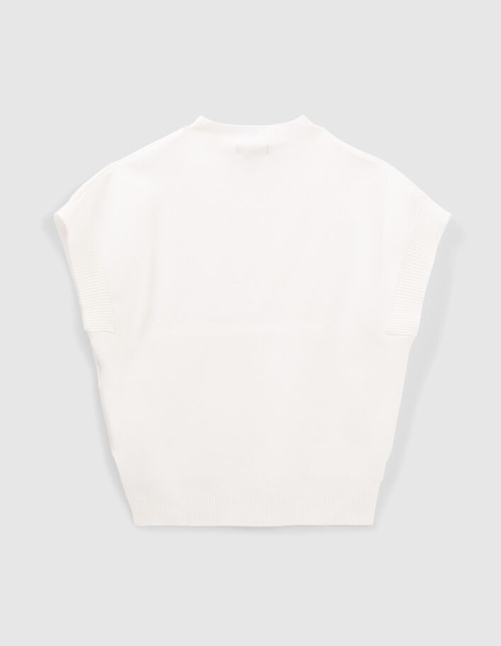 Pull écru asymétrique en tricot fille