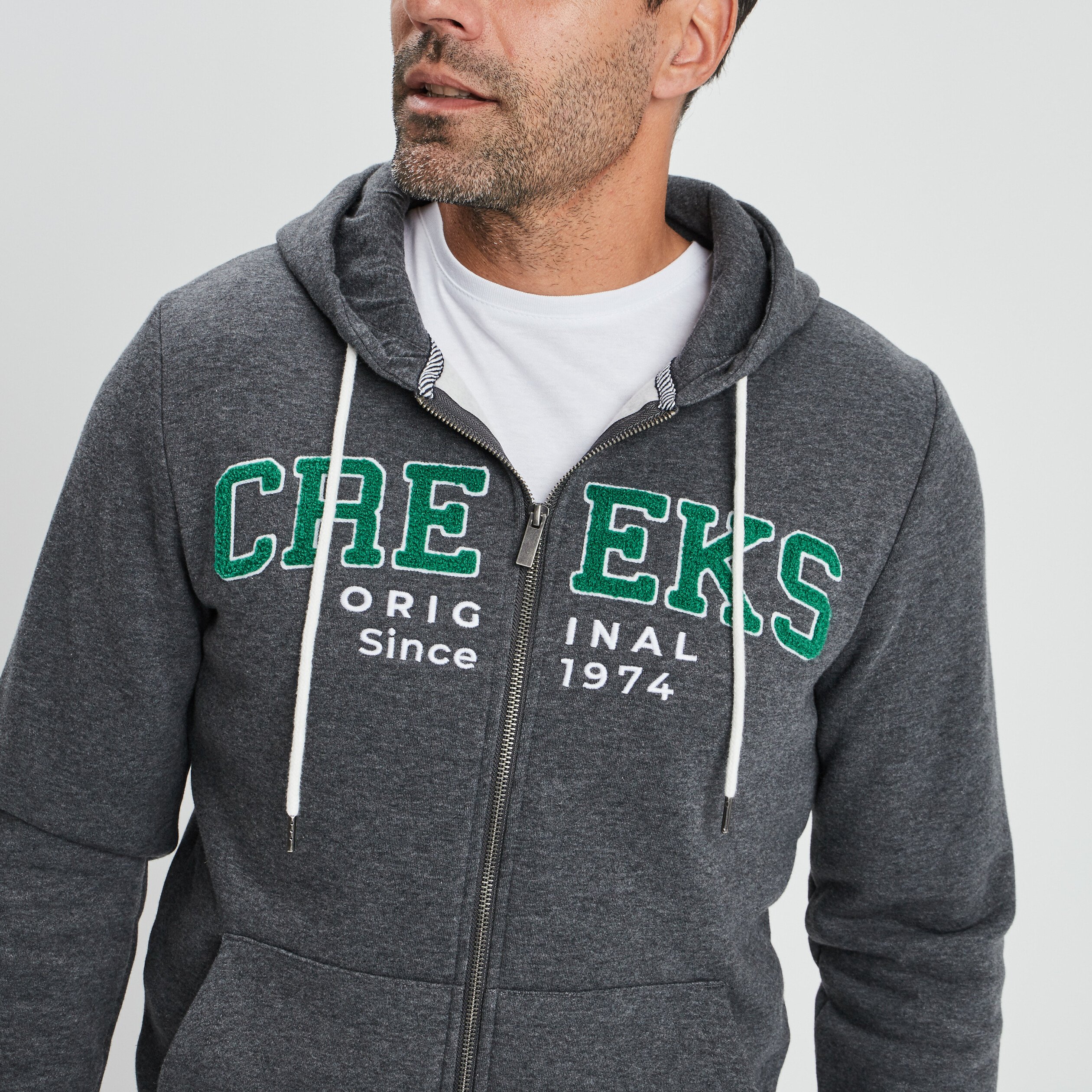 Sweat zippé à capuche Creeks gris foncé homme | La Halle