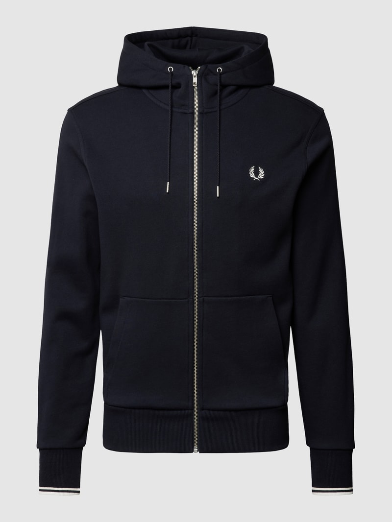 Sweatjacke mit Logo-Stickerei in marineblau