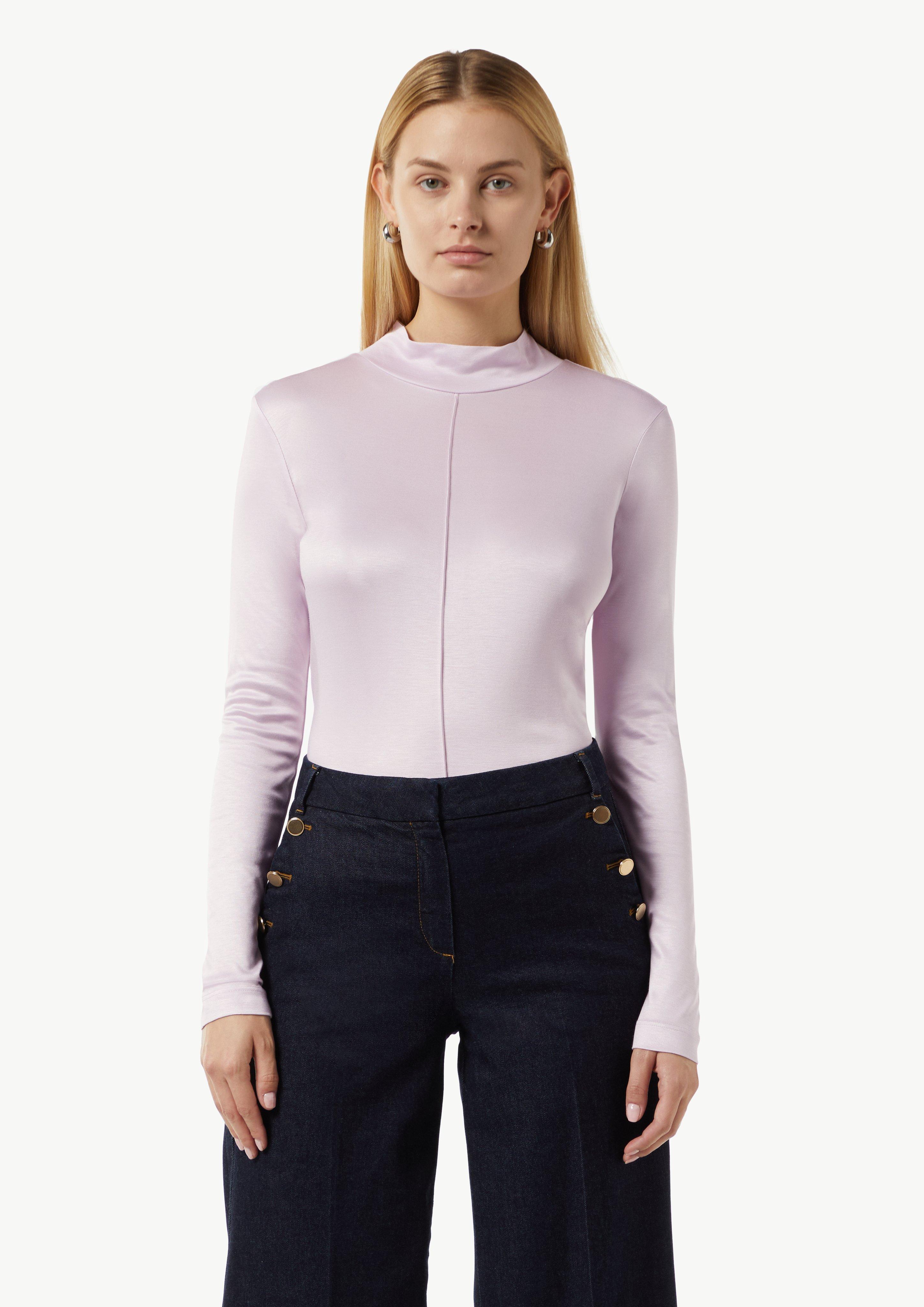 Leicht durchscheinendes Longsleeve mit Stehkragen - flieder