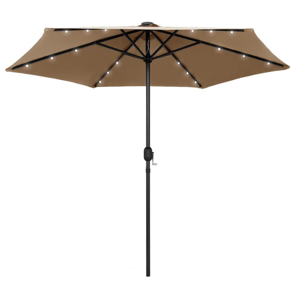 vidaXL Balkonsichtschutz Sonnenschirm mit LED-Leuchten & Aluminium-Mast 270 cm Taupe