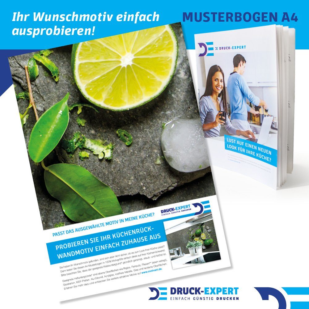 DRUCK-EXPERT Küchenrückwand Küchenrückwand Steinplatte Limonen Premium Hart-PVC 0,4 mm selbstklebend