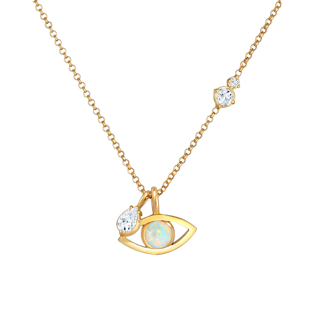 Elli PREMIUM Elli PREMIUM Collier Evil Eye Synth. Opal Topas Tropfen 925 Silber collier