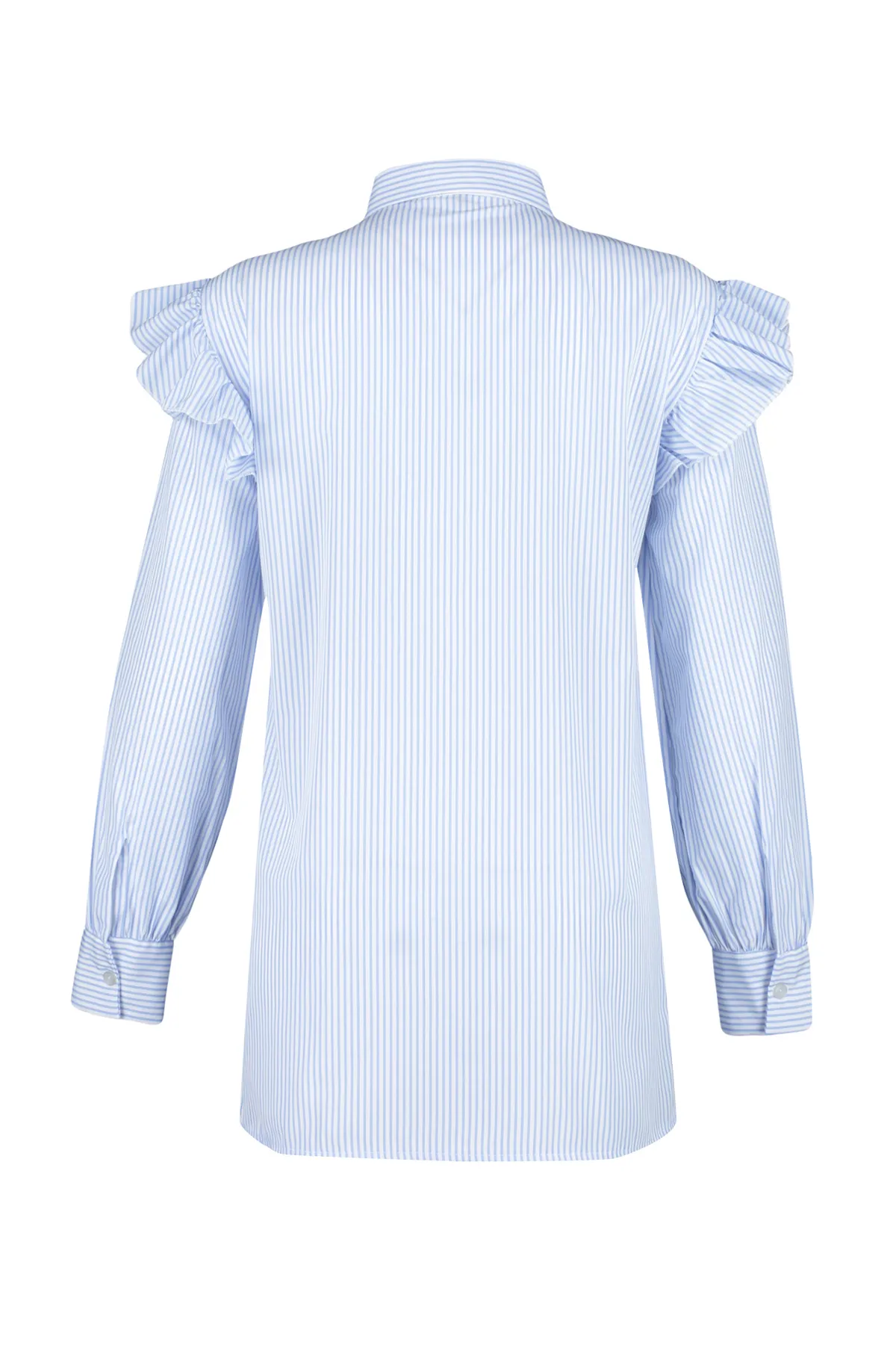Trendyol Modest  Hellblaues gestreiftes Hemd aus gewebter Baumwolle TCTSS24TG00010