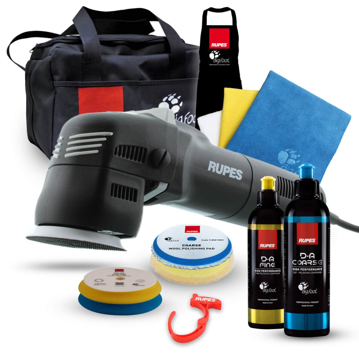 Rupes BigFoot LHR 75E Mini Exzenterpoliermaschine Luxus Kit, 13-teilig