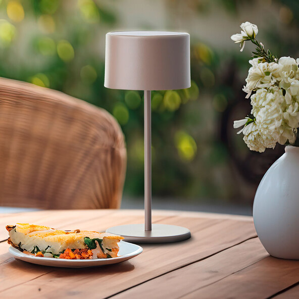 LED-Akku-Tischleuchte Helio, taupe