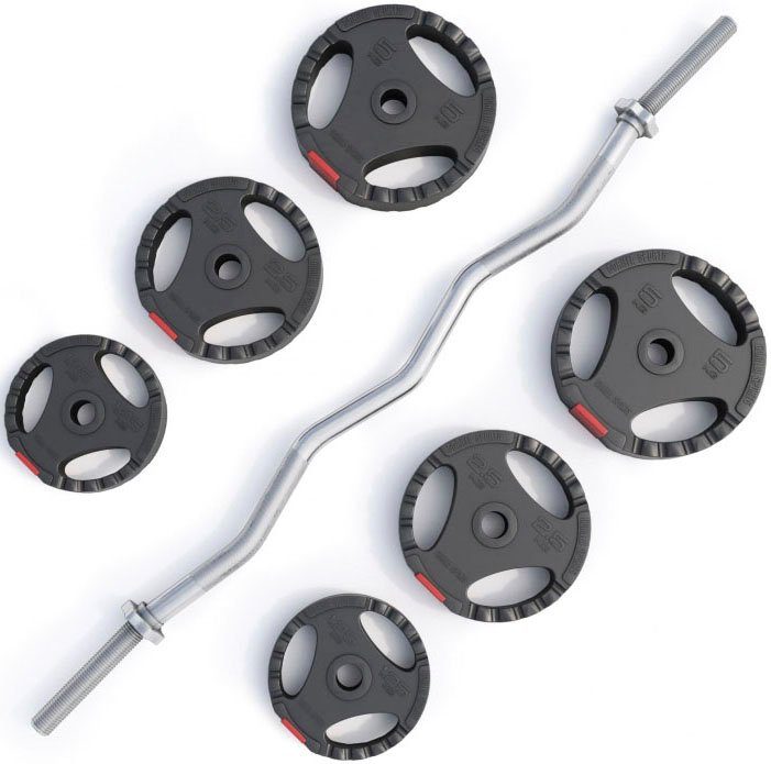 GORILLA SPORTS Hantel-Set 25 kg Curlstange Hantelscheiben Kunststoff Sternverschlüsse